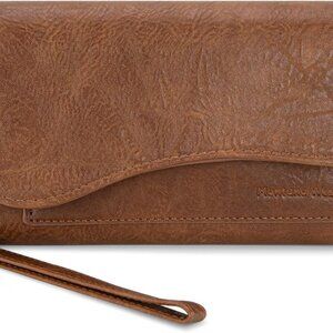 Women Large Wallet RFID Trifold Phone Wristlet Coin Purse Organizer